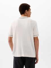 Gap White Ribbed Buttoned Short Sleeve Knit Shirt - Image 2 of 4