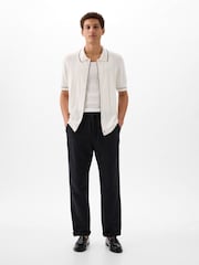 Gap White Ribbed Buttoned Short Sleeve Knit Shirt - Image 3 of 4