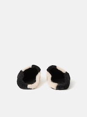 Jigsaw Black Shearling Striped Slippers - Image 3 of 6