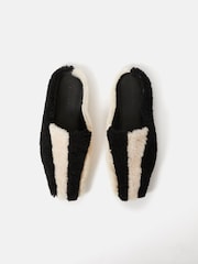 Jigsaw Black Shearling Striped Slippers - Image 5 of 6