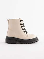 Neutral White Standard Fit (F) Chunky Lace-Up Ankle Boots - Image 2 of 6