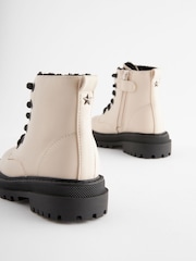 Neutral White Standard Fit (F) Chunky Lace-Up Ankle Boots - Image 4 of 6