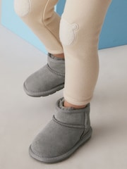 Grey Mini Suede Pull On Ankle Boots - Image 1 of 6