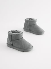 Grey Mini Suede Pull On Ankle Boots - Image 2 of 6