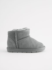 Grey Mini Suede Pull On Ankle Boots - Image 4 of 6