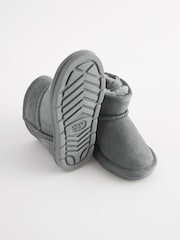 Grey Mini Suede Pull On Ankle Boots - Image 6 of 6