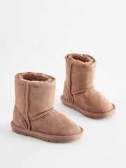 Tan Brown Tall Suede Pull On Ankle Boots - Image 1 of 6