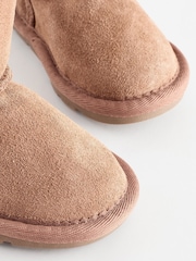 Tan Brown Tall Suede Pull On Ankle Boots - Image 4 of 6