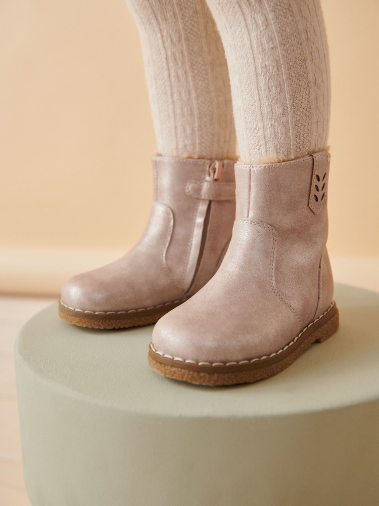 Neutral Silver Shimmer Boots - Image 3 of 4
