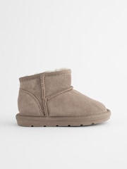 Mink Brown Mini Suede Pull On Ankle Boots - Image 3 of 7