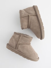 Mink Brown Mini Suede Pull On Ankle Boots - Image 4 of 7
