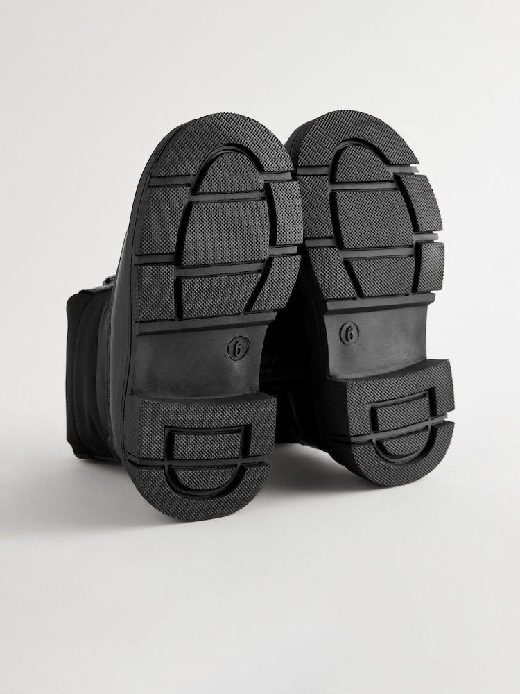 Black Chunky Quilted Zip Front Boots - Image 5 of 5