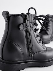 Black Leather Warm Lined Lace-Up Boots - Image 5 of 5