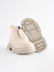 Neutral White Chunky Quilted Zip Front Boots - Image 4 of 5