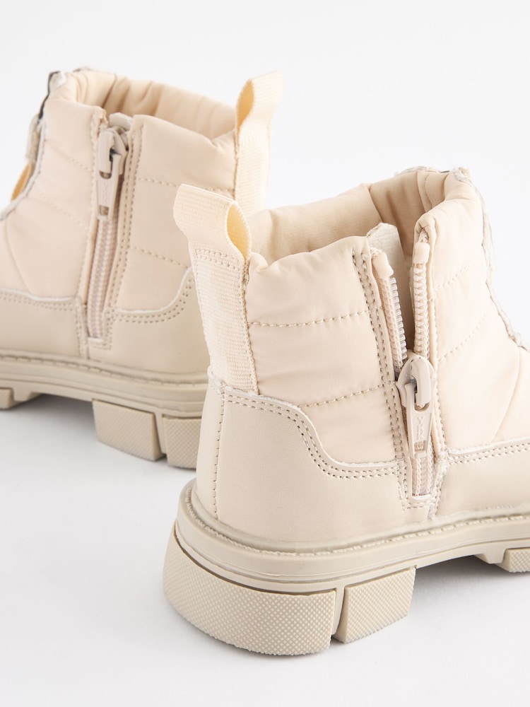 Neutral White Chunky Quilted Zip Front Boots - Image 5 of 5