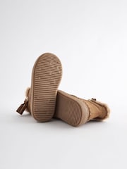 Tan Brown Faux Fur Lined Tassel Ankle Boots - Image 8 of 9