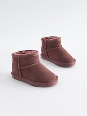 Burgundy Mini Suede Pull On Ankle Boots - Image 1 of 5
