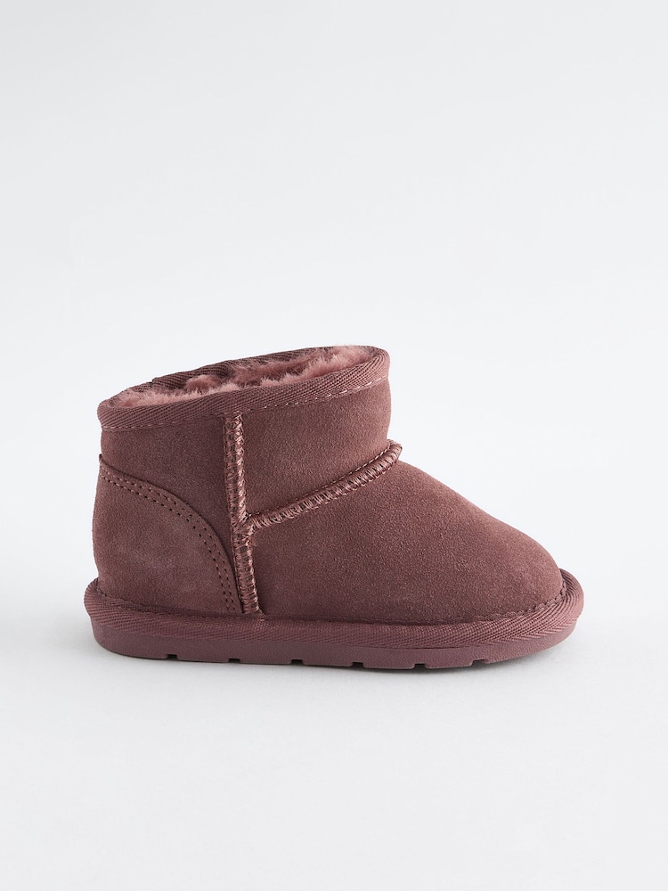 Burgundy Mini Suede Pull On Ankle Boots - Image 2 of 5