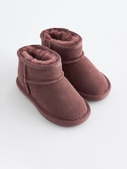 Burgundy Mini Suede Pull On Ankle Boots - Image 3 of 5
