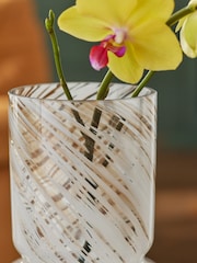 White/Gold Marble Swirl Glass Vase - Image 2 of 4