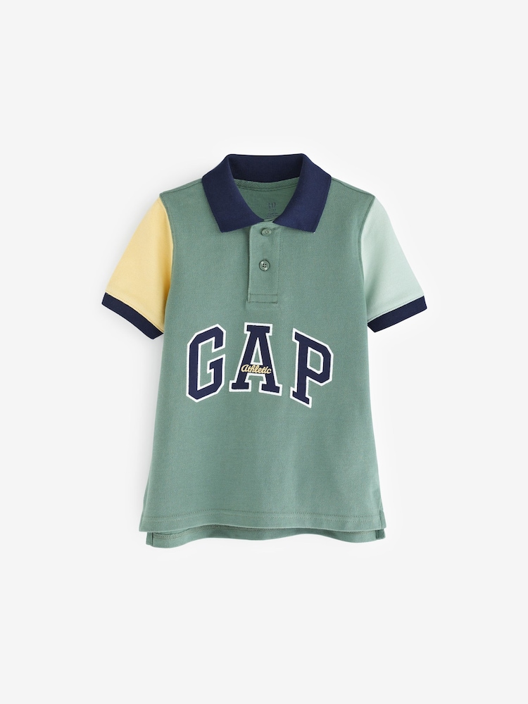 Gap Green/Yellow Logo Short Sleeve Polo Shirt (4-13yrs) - Image 1 of 4