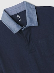 Gap Navy Blue Chambray Collar Short Sleeve Polo Shirt (4-13yrs) - Image 2 of 2