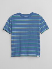 Gap Blue/Green Stripe Pocket Short Sleeve Crew Neck T-Shirt (4-13yrs) - Image 1 of 1