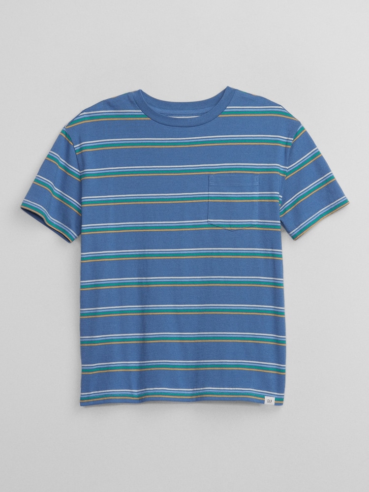 Gap Blue/Green Stripe Pocket Short Sleeve Crew Neck T-Shirt (4-13yrs) - Image 1 of 1