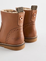 Brown Tan Ankle Leather Cosy Lined Boots - Image 5 of 6