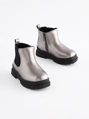 Pewter Grey Metallic Chelsea Chunky Ankle Boots - Image 1 of 5