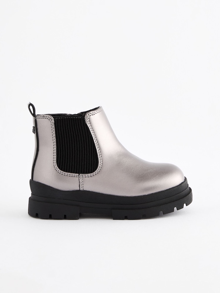 Pewter Grey Metallic Chelsea Chunky Ankle Boots - Image 2 of 5