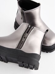 Pewter Grey Metallic Chelsea Chunky Ankle Boots - Image 4 of 5