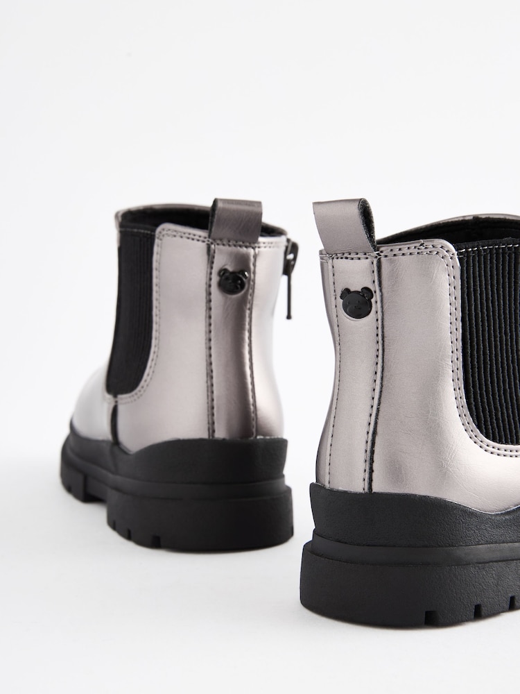 Pewter Grey Metallic Chelsea Chunky Ankle Boots - Image 5 of 5