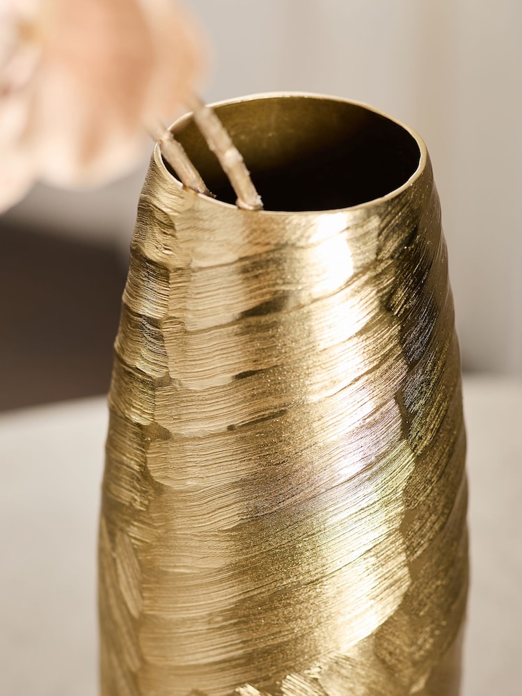 Gold Metal Textured Medium Floor Vase - Image 2 of 5