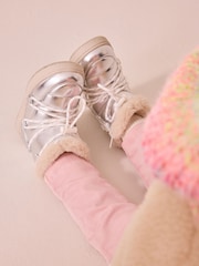 Silver Metallic Quilted Snow Boots - Image 3 of 9