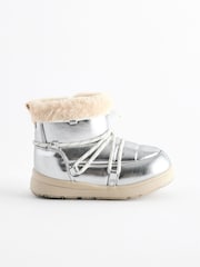 Silver Metallic Quilted Snow Boots - Image 5 of 9