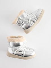 Silver Metallic Quilted Snow Boots - Image 6 of 9