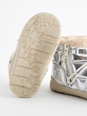 Silver Metallic Quilted Snow Boots - Image 7 of 9