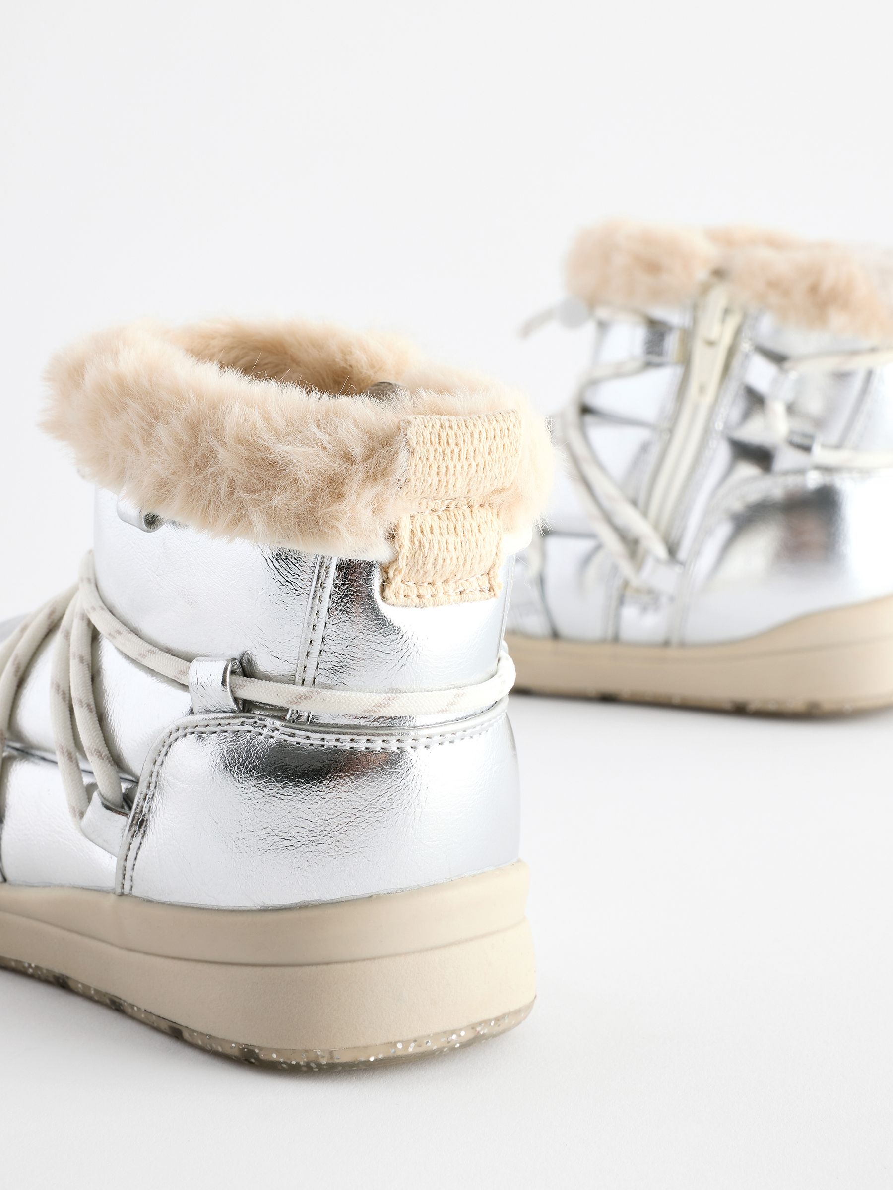 Snow出品 Buy Silver Metallic Quilted Snow Boots from the Next UK