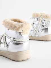 Silver Metallic Quilted Snow Boots - Image 8 of 9
