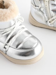 Silver Metallic Quilted Snow Boots - Image 9 of 9
