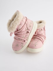 Pink Floral Quilted Snow Boots - Image 3 of 6