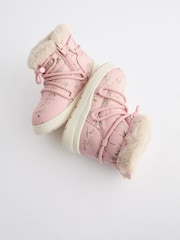 Pink Floral Quilted Snow Boots - Image 4 of 6