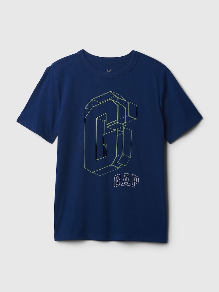 Gap Blue Logo Graphic Short Sleeve Crew Neck T-Shirt (4-13yrs) - Image 1 of 2 Gap Blue Logo Graphic Short Sleeve Crew Neck T-Shirt (4-13yrs) - Image 1 of 2