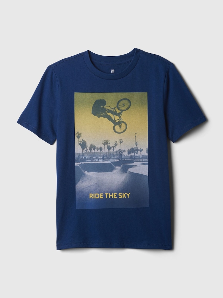 Gap Dark Blue Graphic Crew Neck Short Sleeve T-Shirt (4-13yrs) - Image 1 of 2