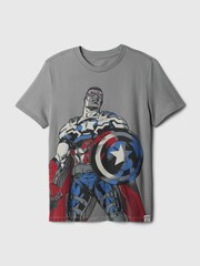 Gap Grey Captain America Marvel Captain America Graphic Cotton Short Sleeve Crew Neck T-Shirt (4-13yrs) - Image 1 of 1