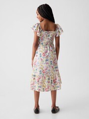 Gap White Floral Flutter Sleeve Floral Print Smock Dress (4-13yrs) - Image 2 of 2