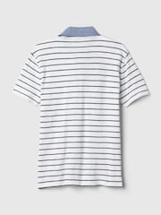Gap White/Blue Stripe Chambray Collar Short Sleeve Polo Shirt (4-13yrs) - Image 2 of 3