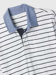 Gap White/Blue Stripe Chambray Collar Short Sleeve Polo Shirt (4-13yrs) - Image 3 of 3