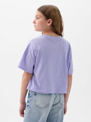 Violett strukturiert 3D - Gap Kurzärmelige T-Shirt mit Rundhalsausschnitt und Logografik 4 bis 13 Jahre)​​​​​​​ - Bild 3 von 4